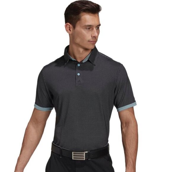 Adidas Dark Grey Polka Dot Golf Polo Shirt - Size Large - Picture 1 of 11